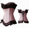 Bustiers 코르셋 핑크 블랙 섹시한 Overbust 코르셋 여성 레이스 트림 탑스 Bustier Body Shapewear 허리 트레이너 Corselet