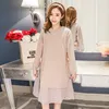 Sukienki macierzyńskie Sukienka Jesień Koreański Moda Plaid PathcWork Luźne Odzież Dla Kobiet w ciąży Ciąża