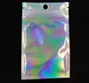 100 pcs Resealable Smell Proof Bags Foil Pouch Bag Flat laser color Packaging Bag for Party Favor Food Storage Holographic Color