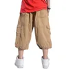 Plus Taille Summer Casual Shorts Hommes Coton Cargo avec grande poche Lâche Baggy Hip Hop Bermuda Militaire Vêtements masculins 210806