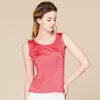 Mulheres de verão 100% Real Silk Tank Tops Casual Camisas Malha Confortável Respirável Loose T-shirts 1151 210308