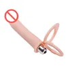 Silicone Penis Vibrators for Men Double Penetration Strap on Vibrating Ring Sex Toys