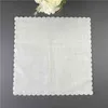 Set of 12 Fshion Table 40*40 CM Dinner White Irish 100% Linen Tea Napkins with Color Embroidered Scalloped Edges