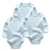 Solid color Baby Rompers Cute 3pcs/lots born Baby Girls boys Clothes Long Sleeve Cotton Baby Jumpsuit Clothing 210728