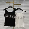 DEAT 2021 SSUMS Sleeveless O Neck Stampa lettere di strass Shinestone Tops Short Women MJ600 210308