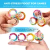 3 Pezzi Anello Giocattolo per Dita Fidget Magnet Toys Fingers Hand Spinner Stacking Game Set, Braccialetto Magnetico Magico per Alleviare Lo Stress Adolescente,Tre in Una Scatola