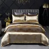 Drop Wedding Luxury Bedding Sets Jacquard Duvet Cover Set sängkläder Gold 2 / 3pcs sängkläder Queen King 210615