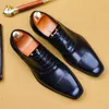 Italien Vintage robe formelle affaires bureau chaussures de mariage pour hommes processus de cire à lacets hommes Oxford chaussures sociales formelles A31