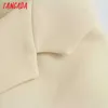 Tangada Fashion Women Solid Blazer Coat Vintage Notched Collar Pocket Female Casual Chic Tops 4M39 210609