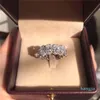 Splendido anello di promessa Eternity Band in edizione limitata in argento sterling 925 11 pezzi anelli di fidanzamento con diamante ovale cz per le donne288Q