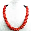 Ślubna kobieta biżuteria Choker Naszyjnik 14mm Naturalny Czerwony Koral Koralik Wyolbój Handmade Charm
