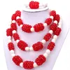 Серьги Ожерелье Dudo Красные Африканские Ювелирные Изделия Комплект Костюм Кристалл Ювелирные Изделия для Нигерийских партийных шаров с бисером Bridal