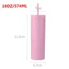 18 Colors Acrylic Skinny Tumbler 16oz Matte Straight Tumblers Double Wall AS Plastic Slim Juice Cup with Seal Lid