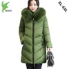 Kvinnors Down Parkas Partihandel - Plus Storlek 6XL Kvinnor Vinter Bomull Jacka Klagor Tjock Varm Mode Hooded Fur Collar Slim 100kg Kan bära OKX