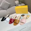 Designer Sandals Women Nappa Leather Slides Embossed Lettering Single Strap 25mm Mules Summer Outdoor Flats 5 Colors with box NO 2710012