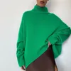 Women's Sweaters Women's 2022 Autumn Winter Women Basic Green Turtleneck Sweater Warm Thick Loose Rose Red Pullovers Bright Color
