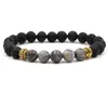 2021 Mode Plaqué Or Oeil De Tigre Naturel Noir Pierre De Lave Bracelet Élastique Aromathérapie Huile Essentielle Diffuseur Bracelet Pour Femmes Hommes