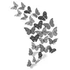 Creative Rose Golden 3D Muurstickers Hollow Butterfly Voor Kinderkamers Home Decor DIY Koelkast Sticker Kamer Decoratie 12 Stks / Set