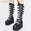 Brand Design Black Gothic Style Thick Platform Spring Autumn Winter Shoes Women Fashion Punk Street Cosplay Boots Plus Size 50 211104