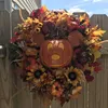 Artificial Halloween Pumpkin Head Wreath Mouse Wreath Front Door Decoration Hanging Holiday Harvest Decoration Y08317512256