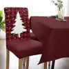 Housses de chaise en treillis de noël, couvre-arbre d'élan, extensible, pour salon, salle à manger, décoration de la maison