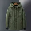 Män 2021 Vinter Ny lång Casual Tjock Fleece Hooded Vattentät Down Jacket Coat Män Outwear Fashion Fickor Down Jacket Y1103