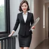 Professional women's suit pants suits two-piece spring and autumn casual jacket feminine Elegant skirt Black work clothes 210527