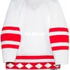 Vintage Prawdziwe pełne hafty Rosyjski 1980 CCCP 100% Haft White Red Hockey Jersey lub niestandardowa Dowolna nazwa lub Jersey Number