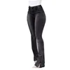 Vintage cintura alta lavado jeans para mujeres novio azul ancho pierna patchwork tassel denim pantalones pantalones más tamaño 210222