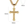 Goldfarbenes Kreuz Christus Jesus Anhänger Halskette Edelstahl Gliederkette Schwerer Herrenschmuck Geschenk 21,65" 7mm 210721