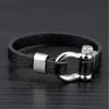 Bracelets 2022Stainless Steel Shackle Buckle Leather Survival Bracelet Men