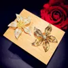 Broches para mujer Zirconia cúbica amarillo Bauhinia lujo Vintage Big Pin Boutonniere hipérbole accesorios de joyería fina