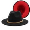 Patchwork Feel Fedora Chapeaux Men Femmes Jazz Panama Cap Imitation laine Double face couleur largeur chapeau pour hommes.