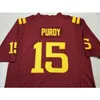 001 Iowa State Cyclones # 15 Brock Purdy Real Full Haft College Jersey Rozmiar S-4XL lub niestandardowa Dowolna nazwa lub Numer Jersey