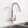 Quyanre Black Kitchen Faucets 여과 된 물 크레인 주방 풀 아웃 스프링 360 회전 주방 믹서 탭 믹서 T200805