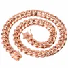 Chic Miami Cuban Chains For Men Hip Hop Jewelry Rose Gold Color Thick Stainless Steel Wide Big Chunky Necklace Gift215z