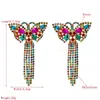 Boucles d'oreilles papillon en cristal coloré exagéré, accessoires de bijoux de fête pour filles, strass élégants