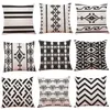 Black Striped Pillow Case Geometric Flower Wave Throw Cushion Pillow Cover Printed PillowCase Bedroom Office Home Decoration 45*45cm T2I52241