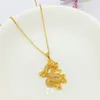 Hot Micro Inlaid Zircon Dragon Pendant Chain 18k Yellow Gold Fuded Womens Mens Pendant Necklace Present Present