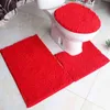 3pcs/Set Chenille Bath Mat Anti Slip Carpet For Toilet Bathroom Rugs Shower Floor Mats Solid Color Washable Water Absorbent Pads 211109