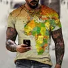 Diseñador de camisetas para hombres Verano nuevo patrón de manga corta personalizado europeo americano que imprime el mapa creativo tridimensional camiseta de los hombres 3d