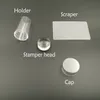 Nail Art Stamper Transfer 1.8cm - 4cm Jelly Silicone Enkelrum Dubbel Huvudmetall Stämpling Skrapa Målning Stämpel Oljekrengörare Rengör Mönster för Manikyr