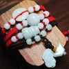 Браслет ручной работы сплетенные натуральные каменные подвески браслеты регулируемая красная веревка благословение счастливые женщины мужчины пары браслеты классические украшения