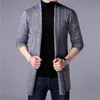 Sweater Coats Men Fashion Höst Mäns Slim Lång Solid Färg Strikkad Jacka Mode Mäns Casual Sweater Cardigan Coats 211109