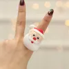 Kids Christmas Gift LED Luminous Finger Ring Snowman Snowflake Xmas Tree Santa Cute Large Jewelry Light in the Dark Glow Stick LLE11692