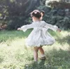 Baby Girl Autunno Inverno Manica lunga Velluto bianco Pizzo Lolita Vintage Spagnolo Inghilterra Abito da principessa turca Abito per compleanno Q0716