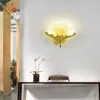 Vägglampa Kinesisk Individuell Modern Designer Koppar Gingko Leaf Led Flower Lights Decor Hem Living Room Aisle Bedroom Bedside