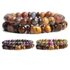 Beaded Strands Fashion Natural Stone Bracelet Set Tiger Eye Emperor Sandalwood Men Polished Bead Lady Fawn22