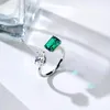 Anéis de esmeralda prata esterlina em forma de pêra CZ aberto anel ajustável joias de casamento 24156779790