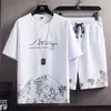 Männer Casual Set Sommer Casual Harajuku Trainingsanzug T-shirt + Shorts Laufen 2PCS Sets Druck Mode Männliche Sport Anzug Kleidung 210722